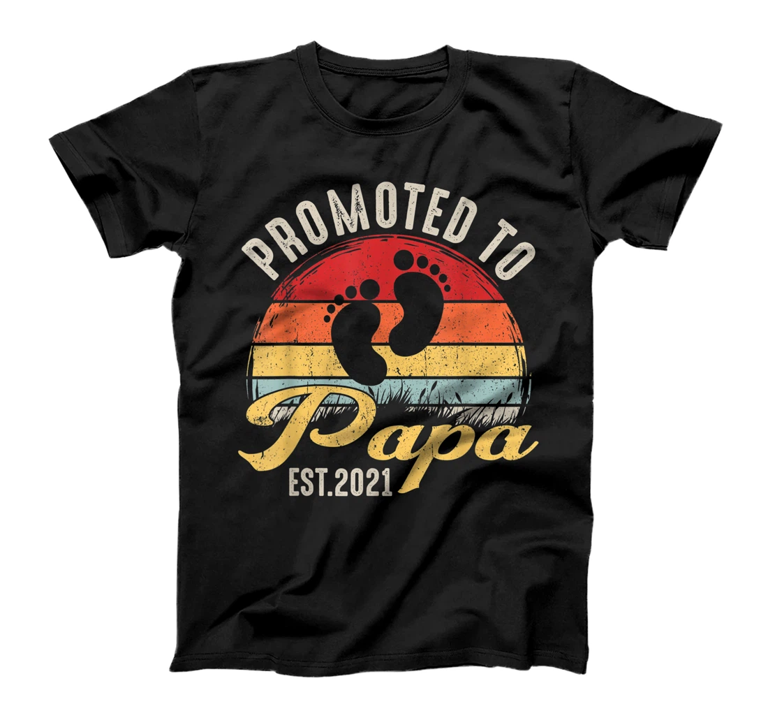 Promoted To Papa Est.2021 New Grandad Retro Gift Baby T-Shirt