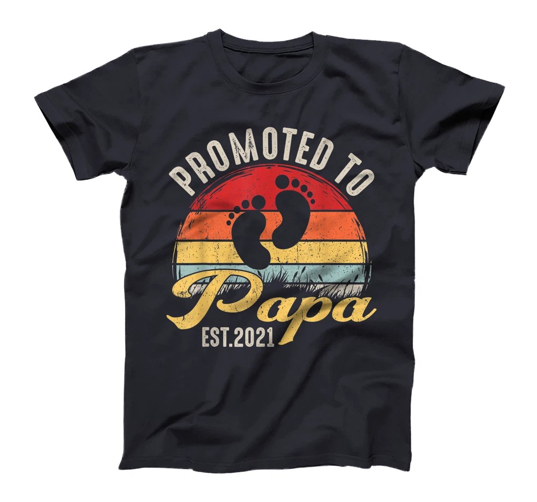 Promoted To Papa Est.2021 New Grandad Retro Gift Baby T-Shirt
