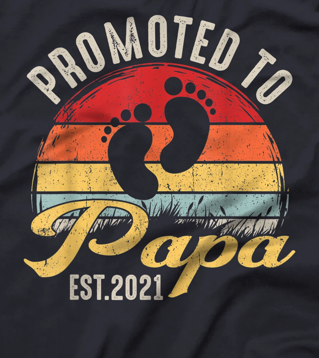 Promoted To Papa Est.2021 New Grandad Retro Gift Baby T-Shirt