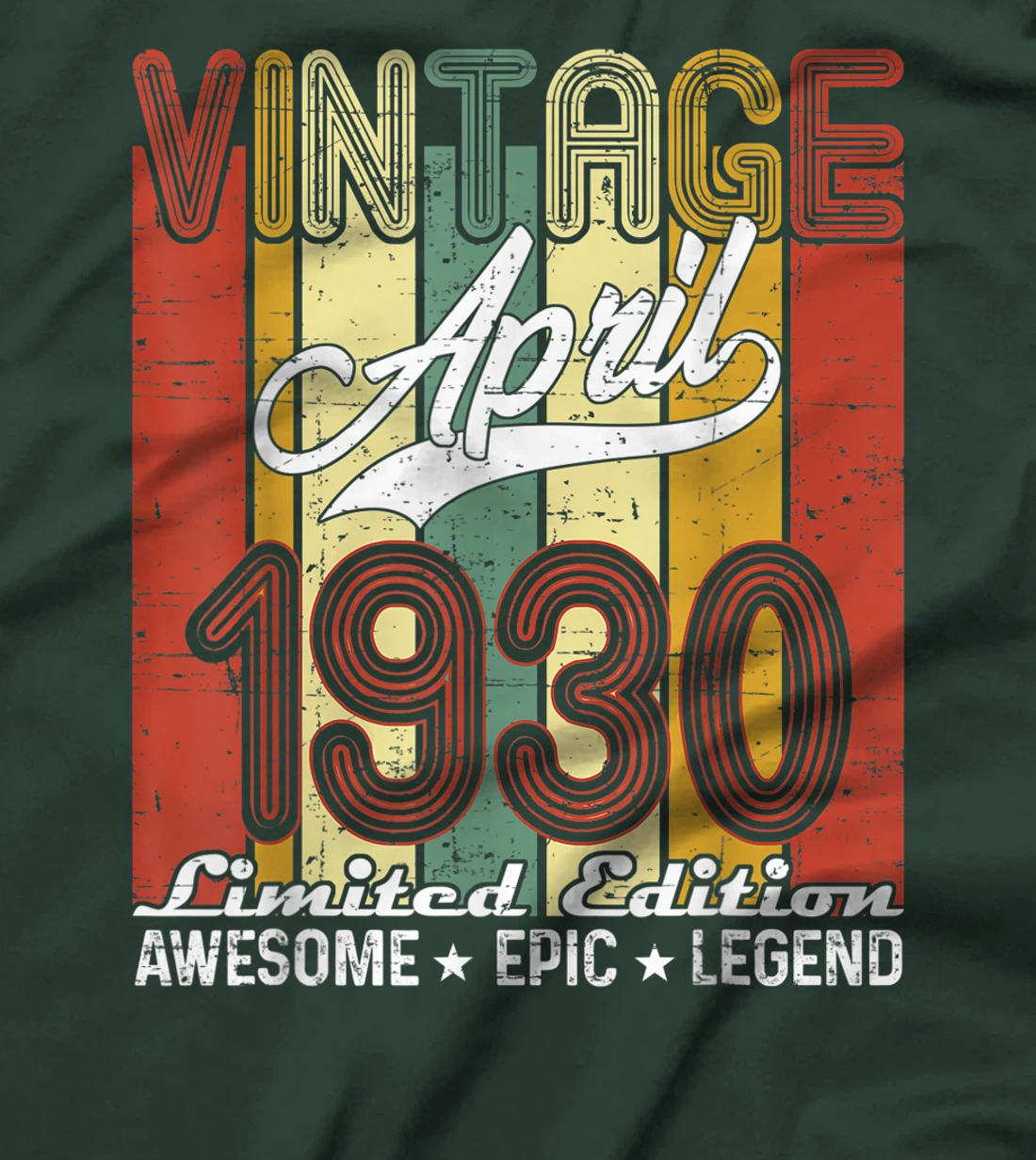 Limited Edition April 1930 91st Birthday Vintage T-Shirt