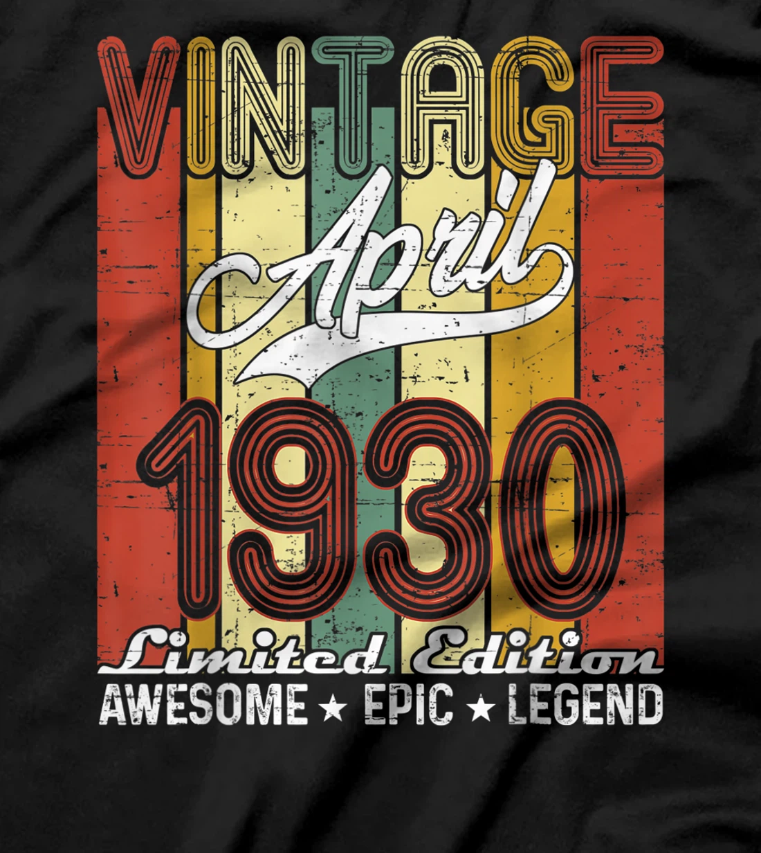 Limited Edition April 1930 91st Birthday Vintage T-Shirt