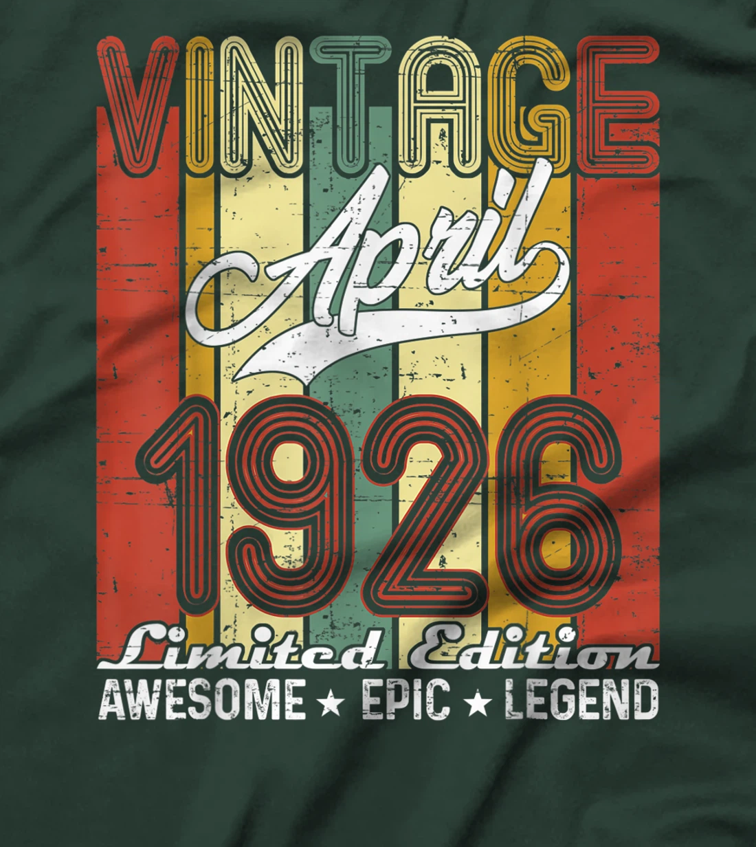 Limited Edition April 1926 95th Birthday Vintage T-Shirt