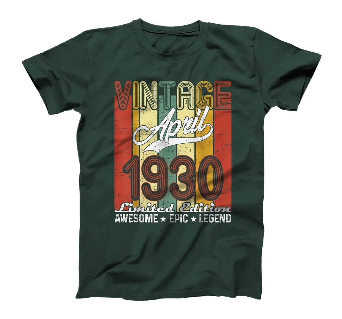 Limited Edition April 1930 91st Birthday Vintage T-Shirt