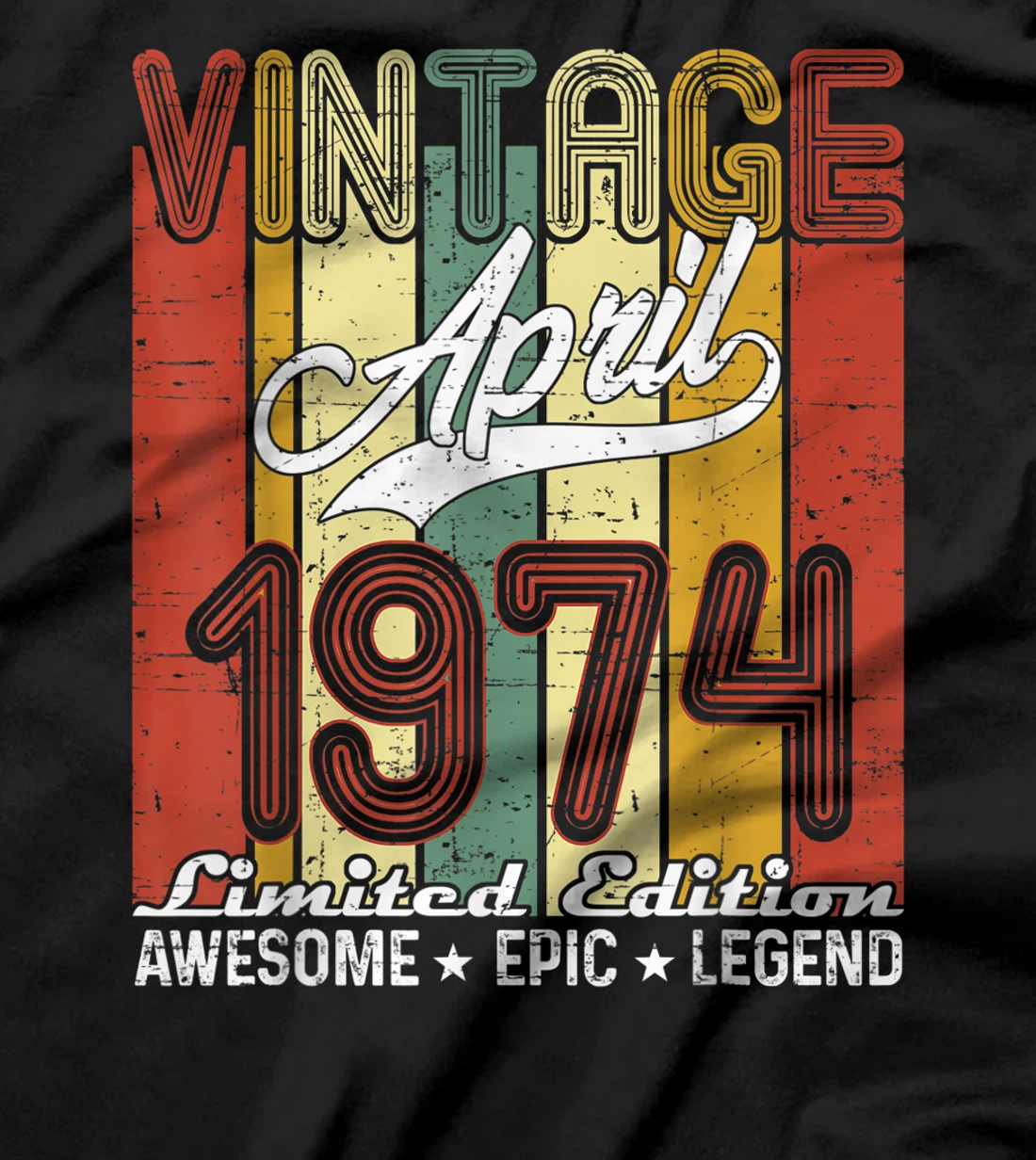 Limited Edition April 1974 47th Birthday Vintage T-Shirt