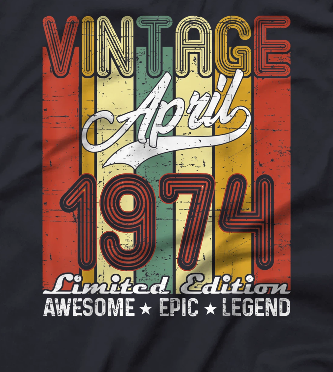 Limited Edition April 1974 47th Birthday Vintage T-Shirt