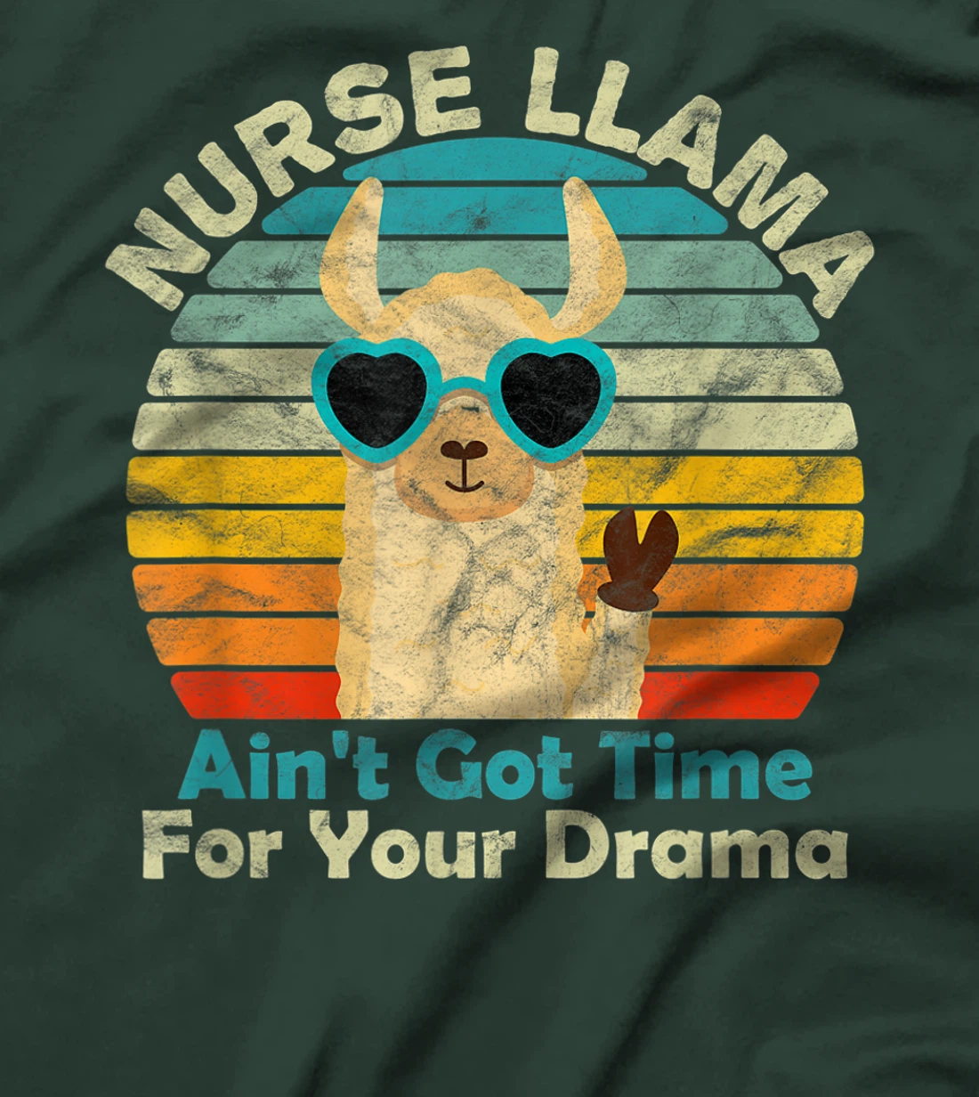 Nurse Llama Nursing Student 2021 70s Retro Vintage Sunset T-Shirt
