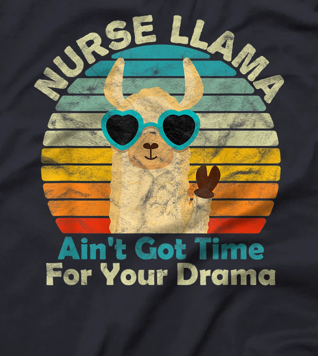 Nurse Llama Nursing Student 2021 70s Retro Vintage Sunset T-Shirt