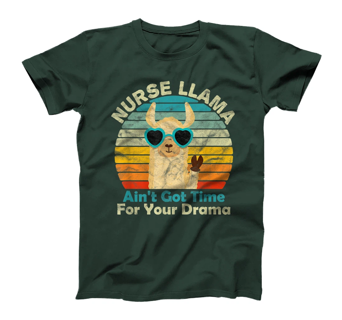 Nurse Llama Nursing Student 2021 70s Retro Vintage Sunset T-Shirt