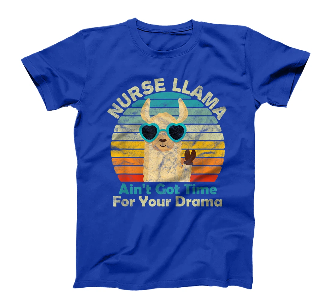 Nurse Llama Nursing Student 2021 70s Retro Vintage Sunset T-Shirt