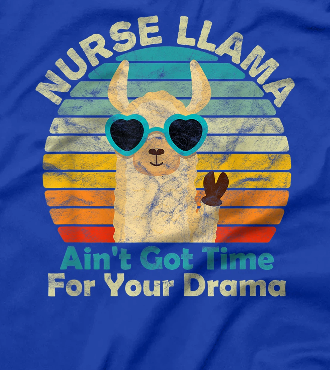 Nurse Llama Nursing Student 2021 70s Retro Vintage Sunset T-Shirt