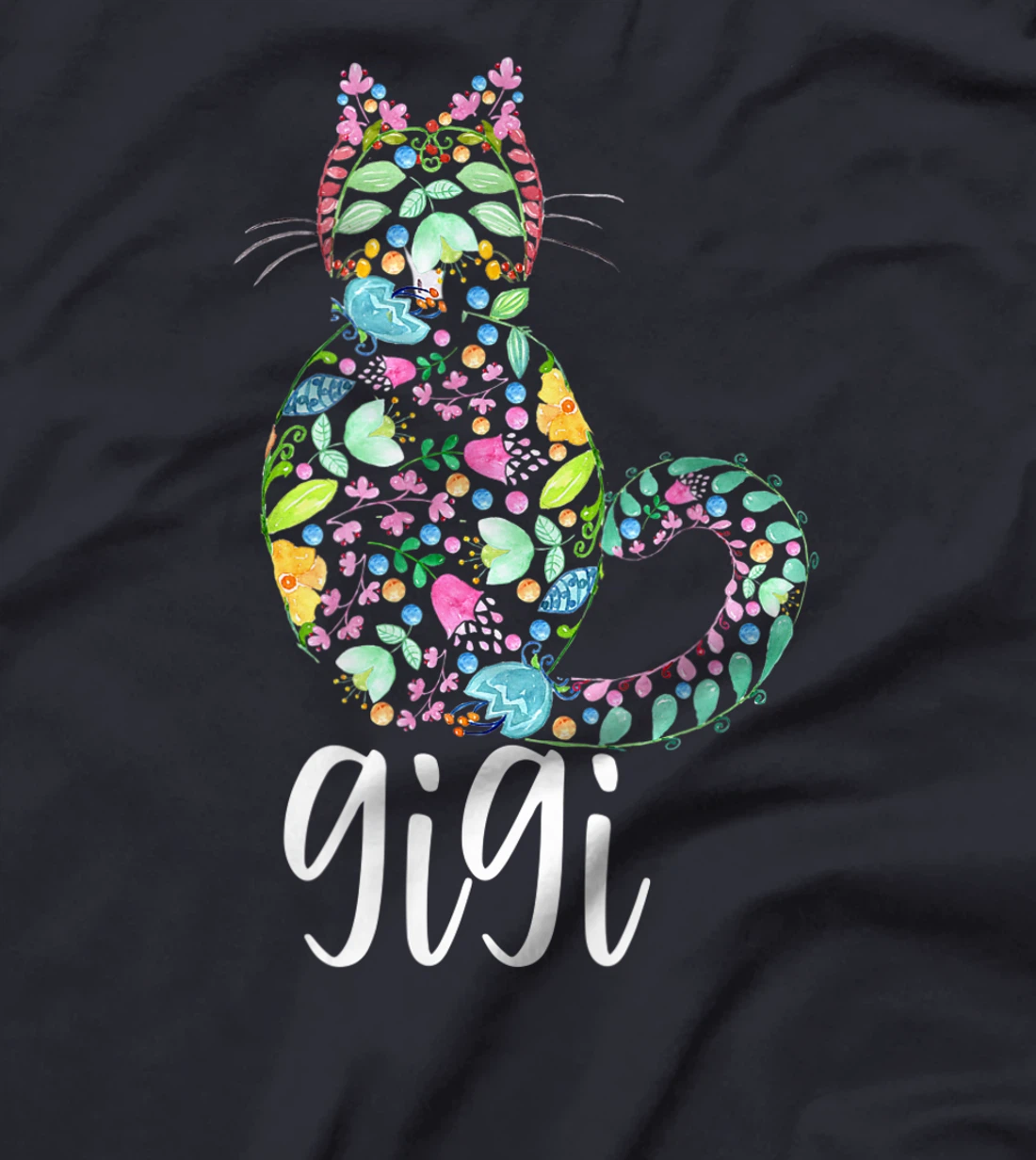 Gigi Floral Cat Lover Grandma T-Shirt