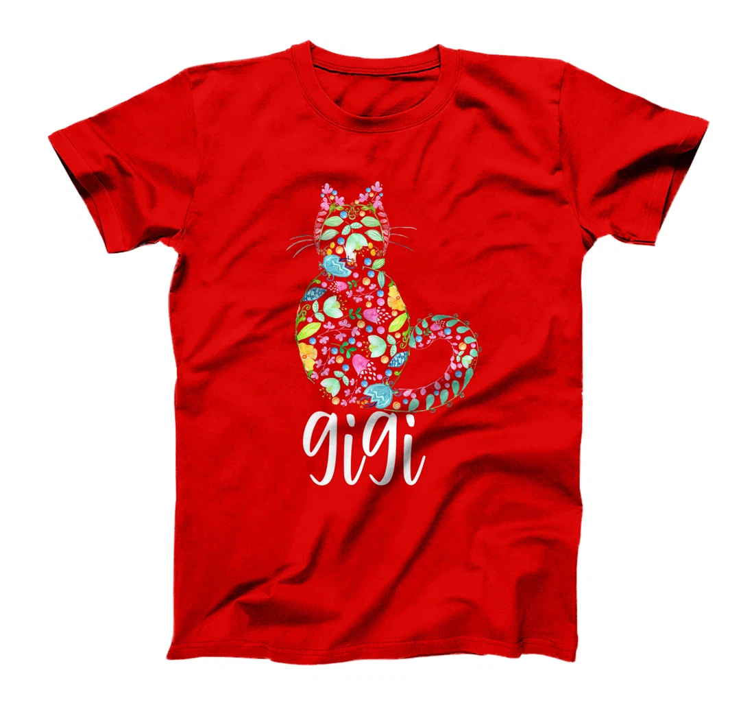 Gigi Floral Cat Lover Grandma T-Shirt