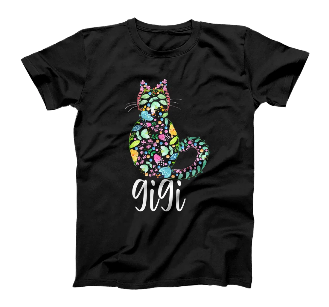 Gigi Floral Cat Lover Grandma T-Shirt