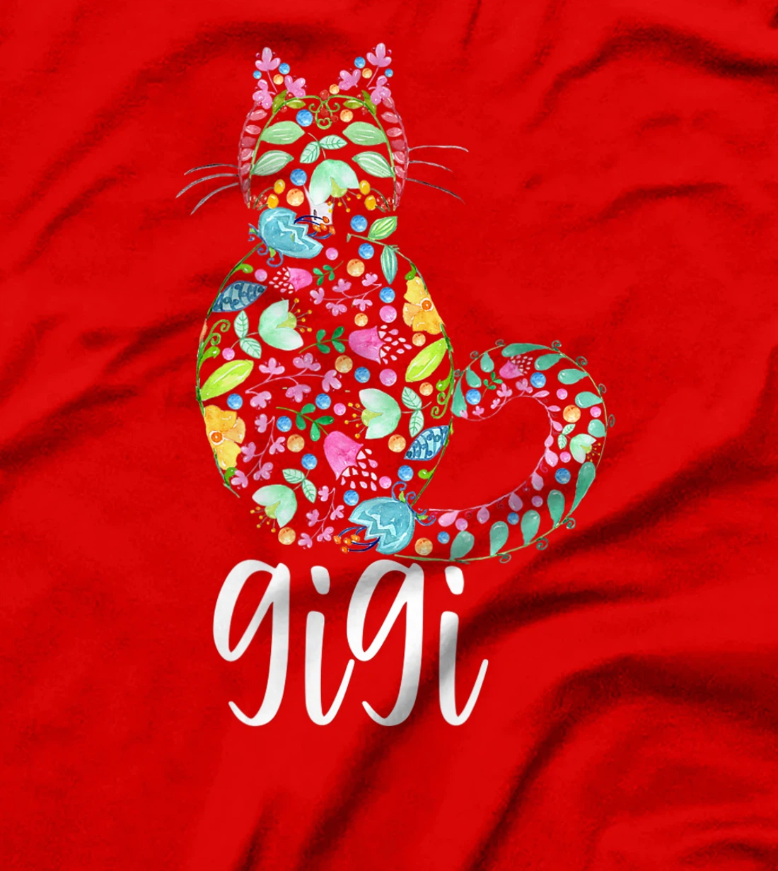 Gigi Floral Cat Lover Grandma T-Shirt