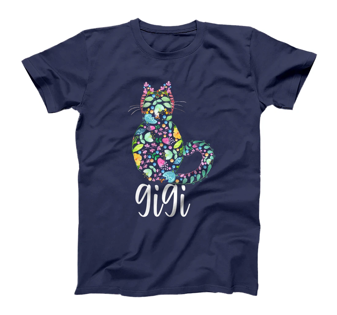 Gigi Floral Cat Lover Grandma T-Shirt