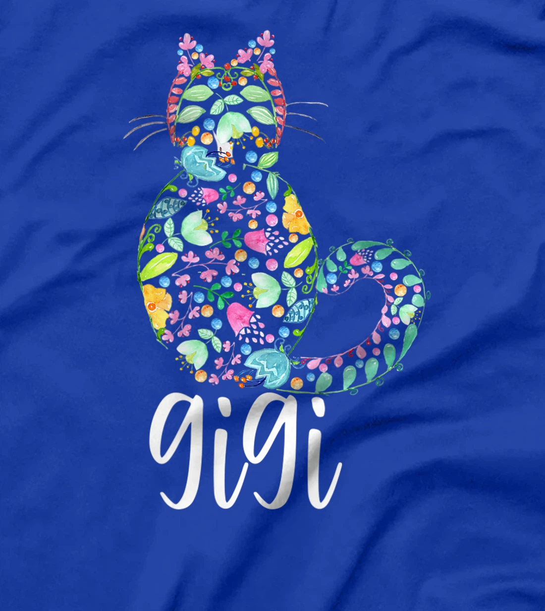 Gigi Floral Cat Lover Grandma T-Shirt