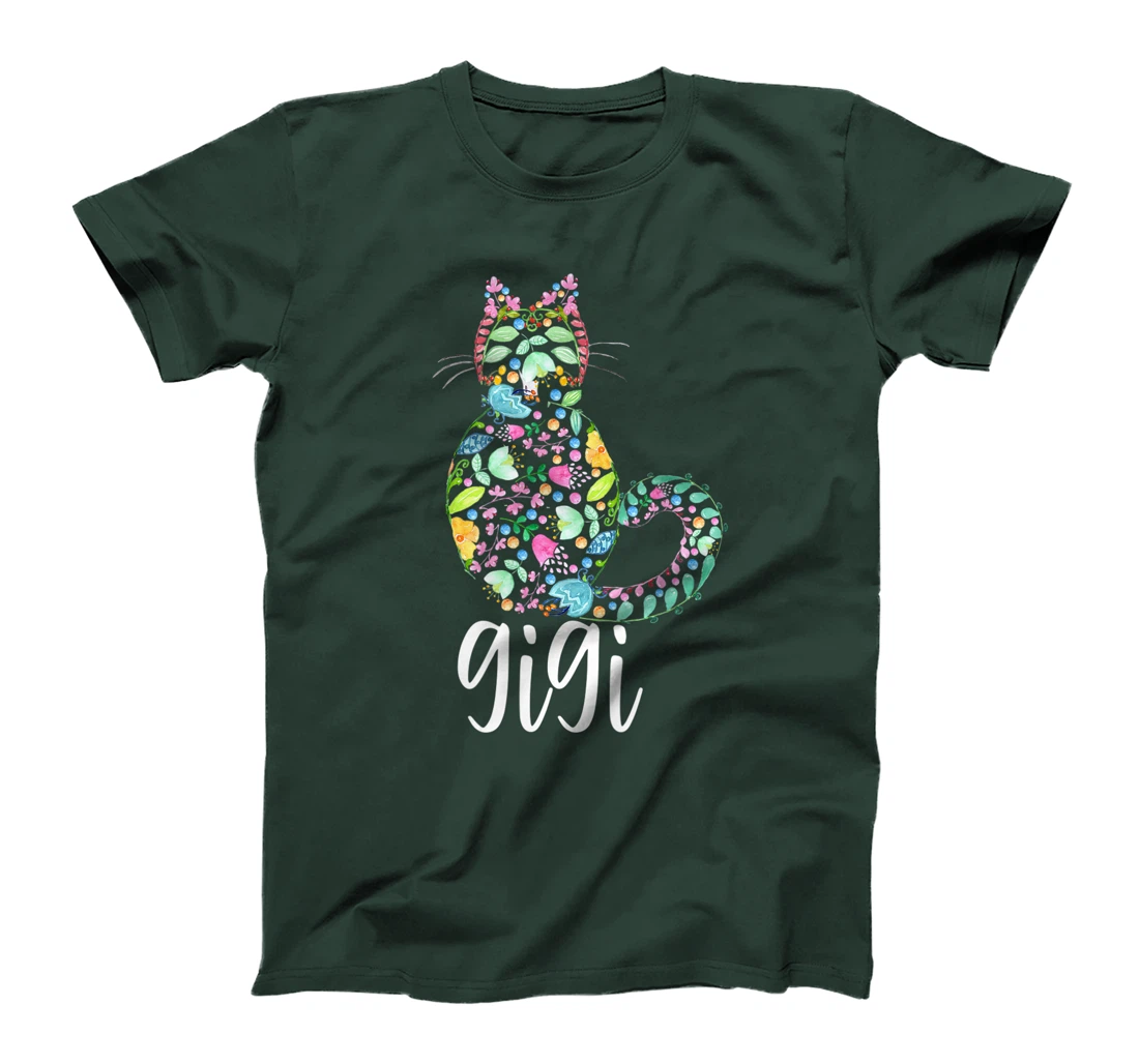 Gigi Floral Cat Lover Grandma T-Shirt
