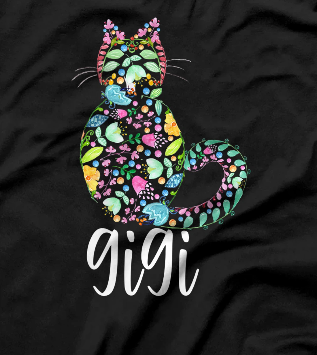 Gigi Floral Cat Lover Grandma T-Shirt