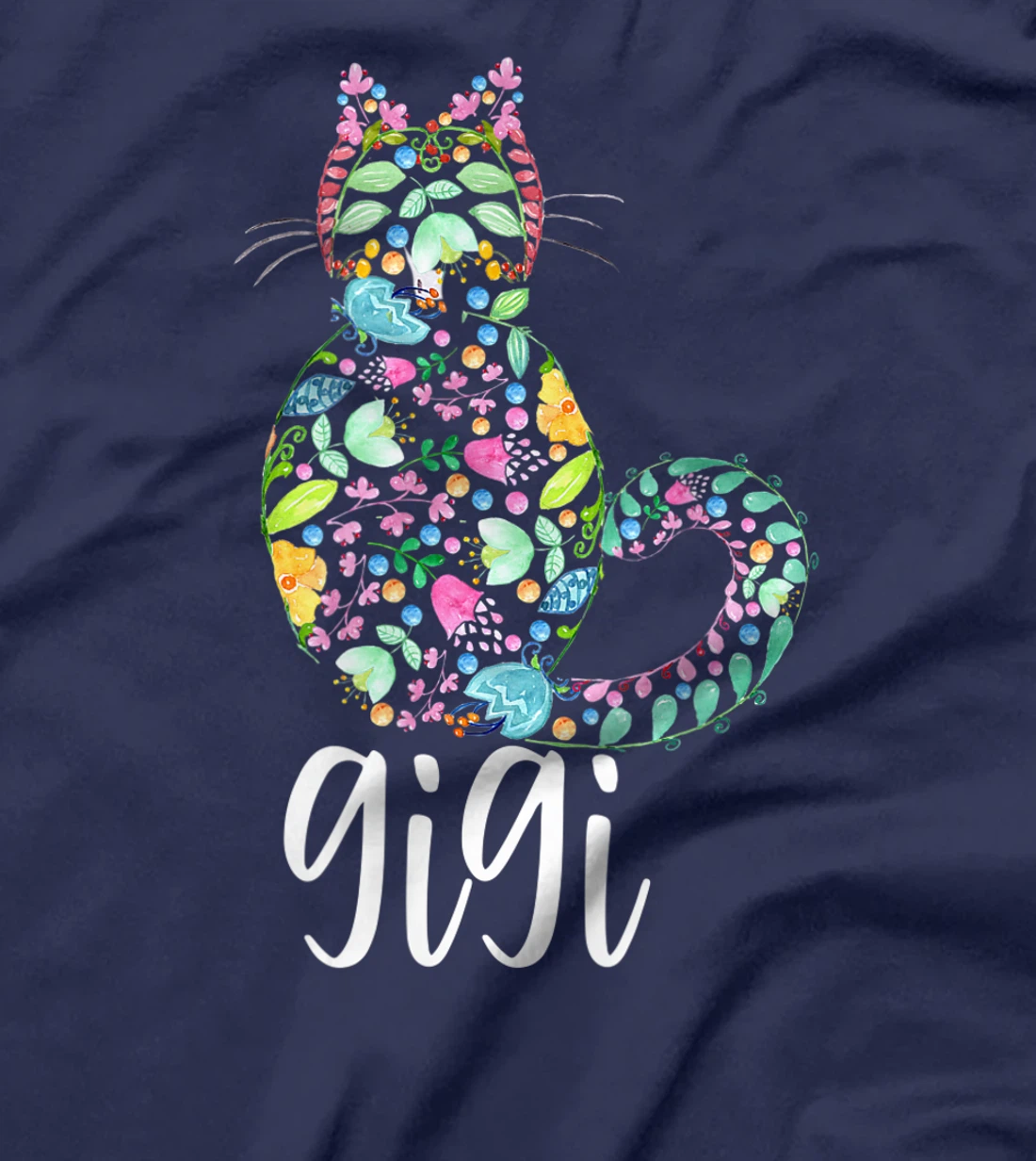 Gigi Floral Cat Lover Grandma T-Shirt