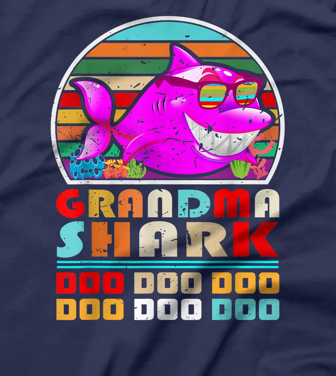 Funny Vintage Retro Grandma Shark Fishing T-Shirt