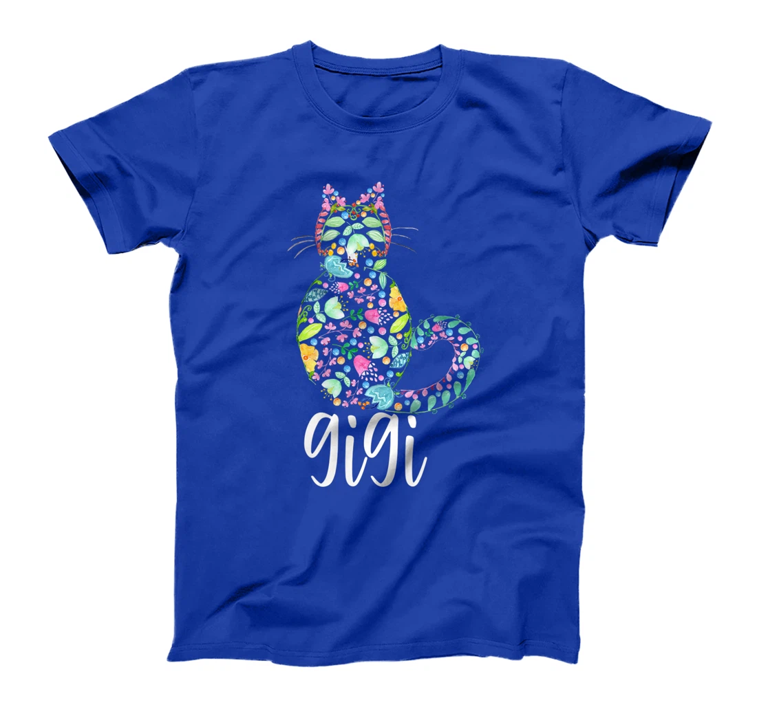 Gigi Floral Cat Lover Grandma T-Shirt