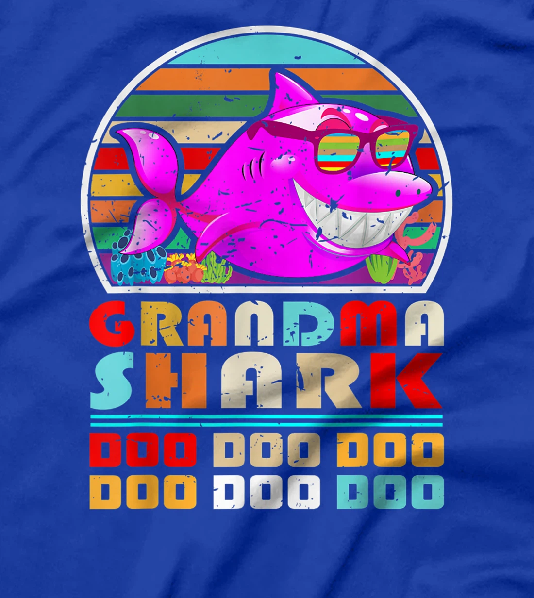 Funny Vintage Retro Grandma Shark Fishing T-Shirt