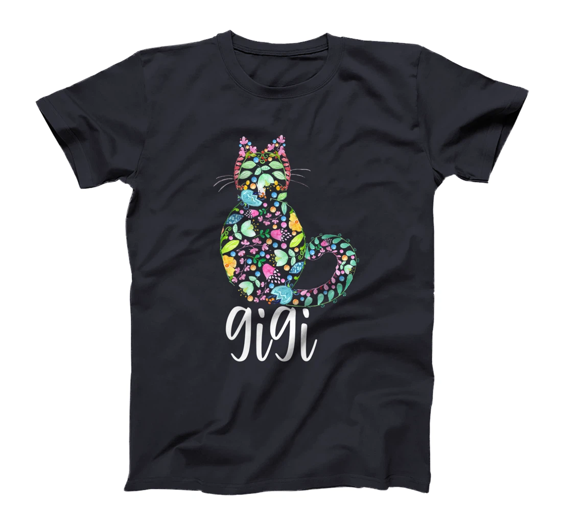 Gigi Floral Cat Lover Grandma T-Shirt