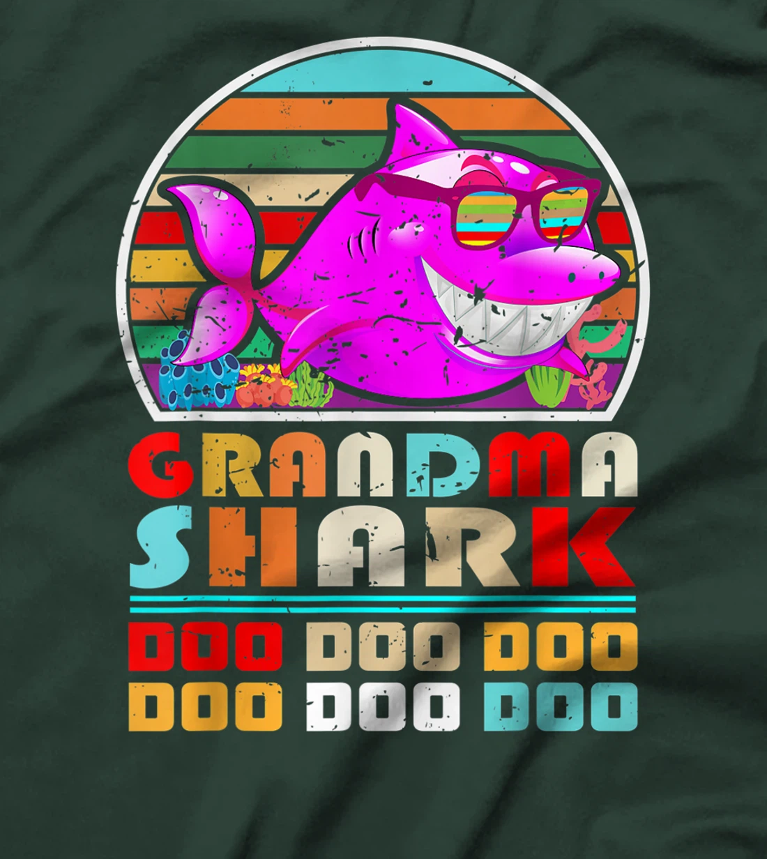 Funny Vintage Retro Grandma Shark Fishing T-Shirt