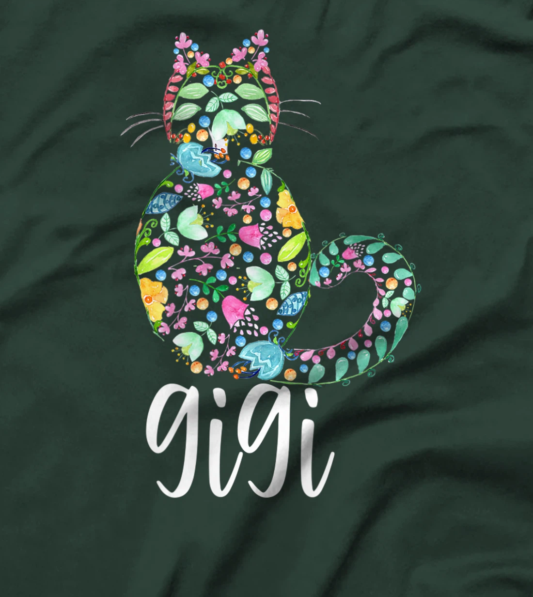 Gigi Floral Cat Lover Grandma T-Shirt