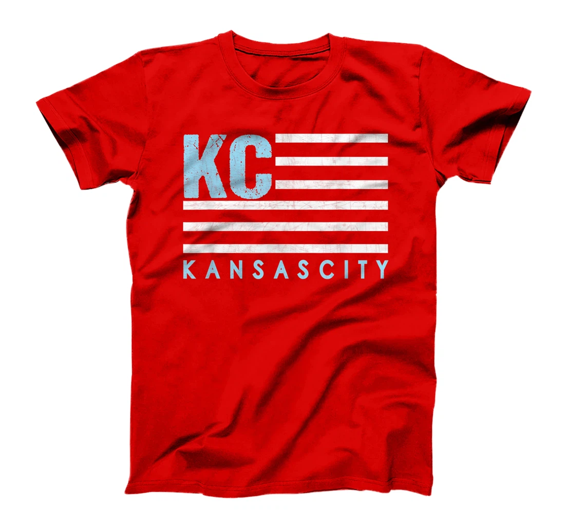 KC Flag Royal & Light blue KC Kansas City Patriotic flag T-Shirt