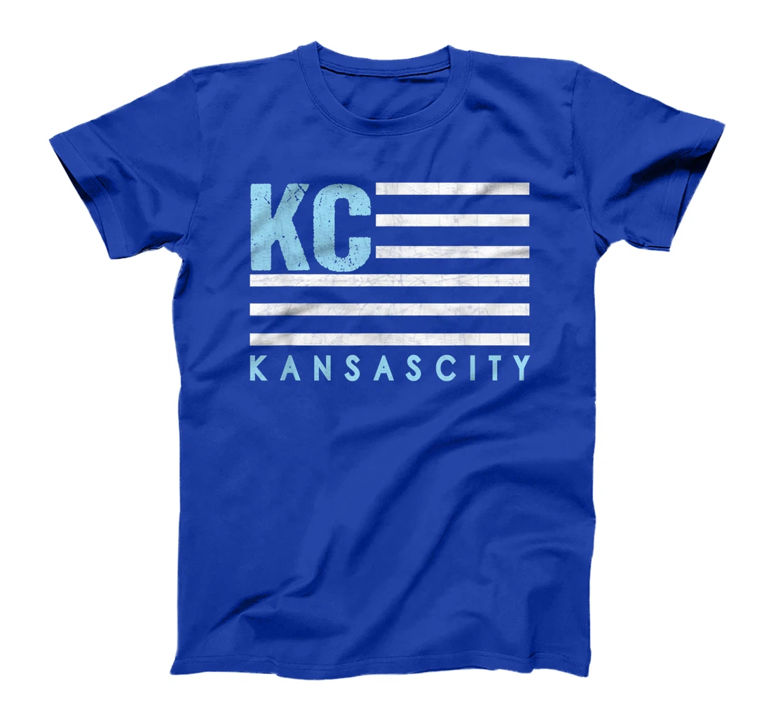KC Flag Royal & Light blue KC Kansas City Patriotic flag T-Shirt
