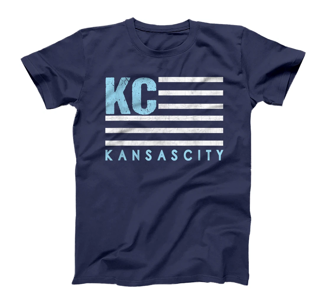 KC Flag Royal & Light blue KC Kansas City Patriotic flag T-Shirt