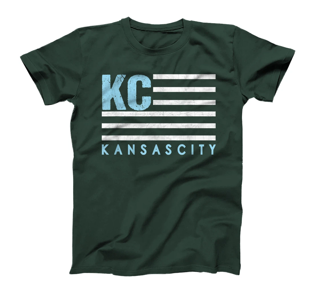 KC Flag Royal & Light blue KC Kansas City Patriotic flag T-Shirt