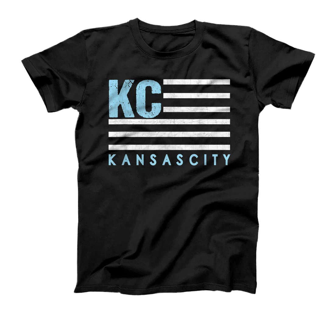 KC Flag Royal & Light blue KC Kansas City Patriotic flag T-Shirt