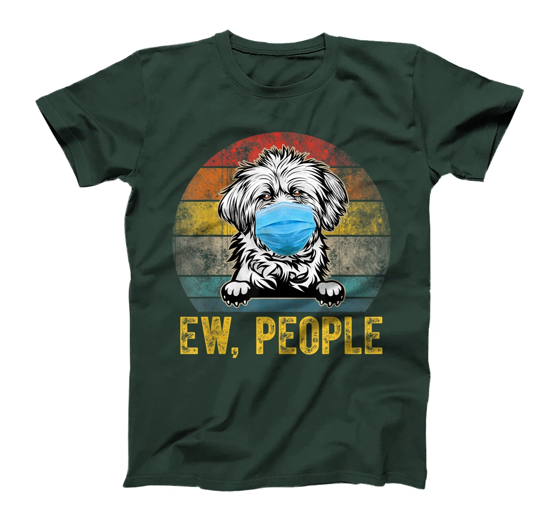 Cute Lhasa Apso Dog Ew People Dog Wearing A Face Mask T-Shirt