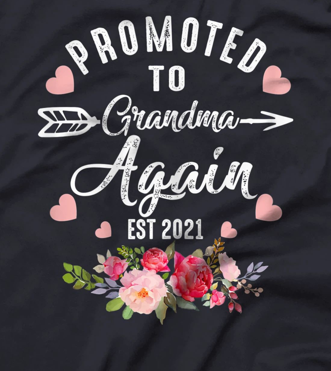 Womens Tu Promoted to Grandma Again Est 2021 Costume Gender Reveal T-Shirt