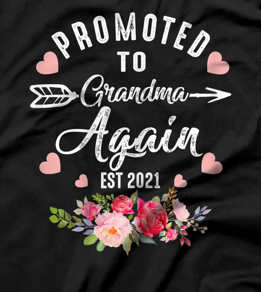 Womens Tu Promoted to Grandma Again Est 2021 Costume Gender Reveal T-Shirt