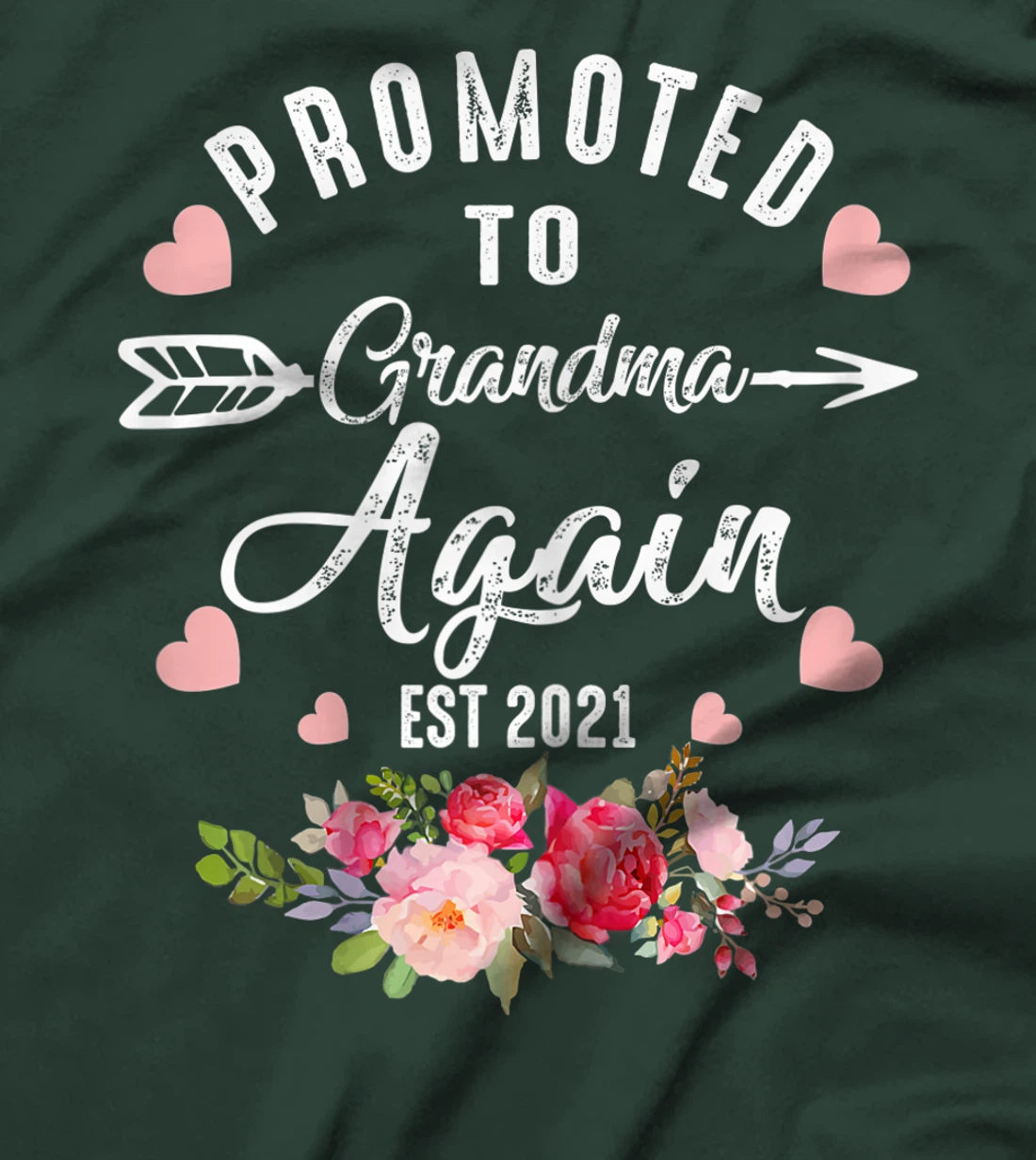 Womens Tu Promoted to Grandma Again Est 2021 Costume Gender Reveal T-Shirt