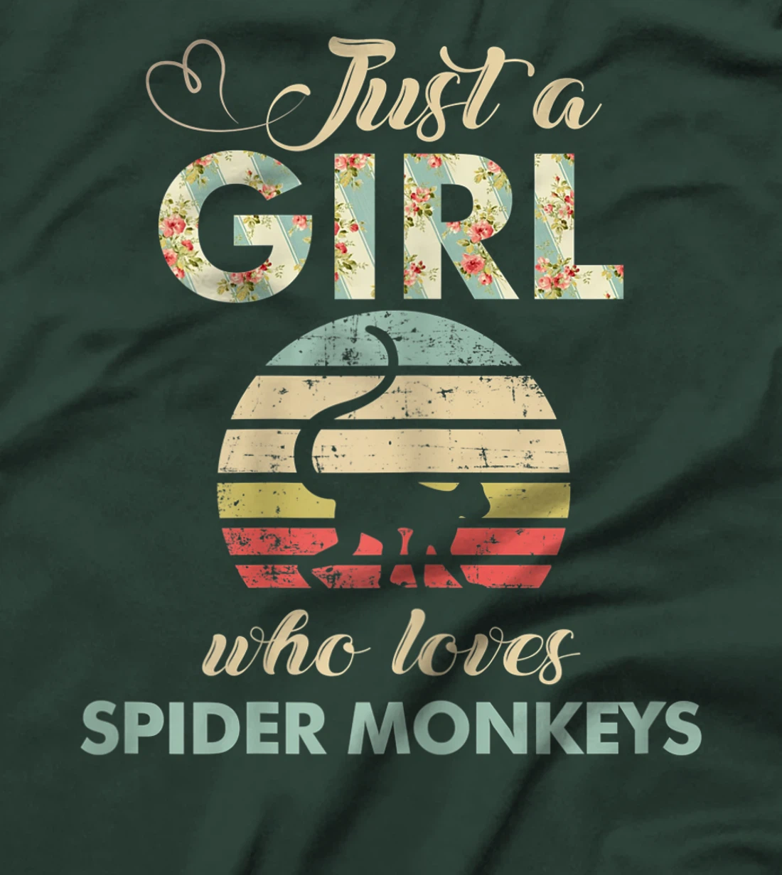 Just A Girl Who Loves Spider Monkeys Funny Primatologist T-Shirt