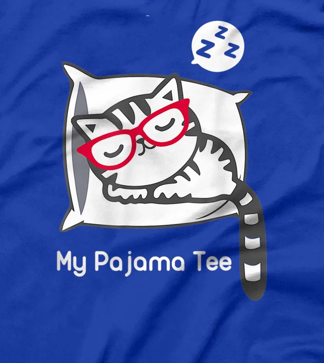 Cat Pajama Shirt Cute Sleeping Kitty with Glasses Pj T-Shirt