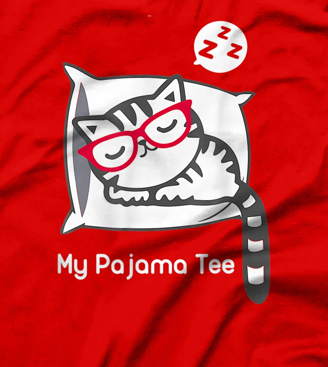 Cat Pajama Shirt Cute Sleeping Kitty with Glasses Pj T-Shirt