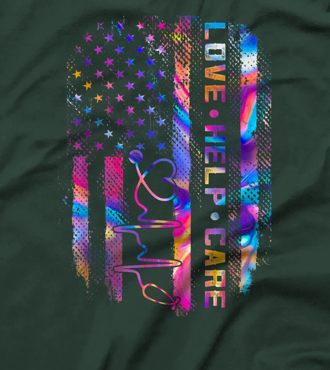 Love Help Care American Nurse Patriotic ER CNA RN Gifts T-Shirt