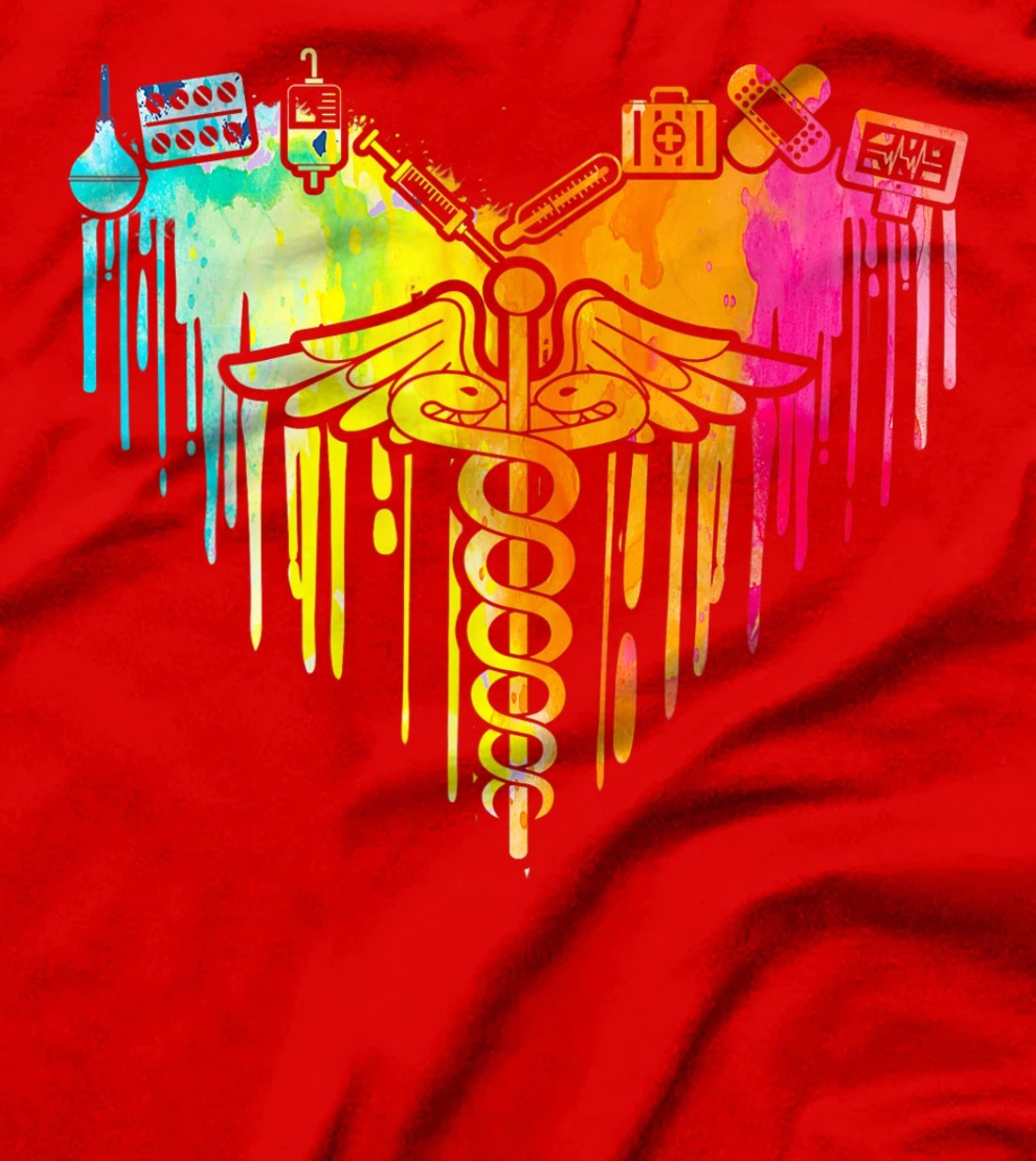 Colorful Heart Nurse ER RN CDN Medical Nurse Student Gift T-Shirt