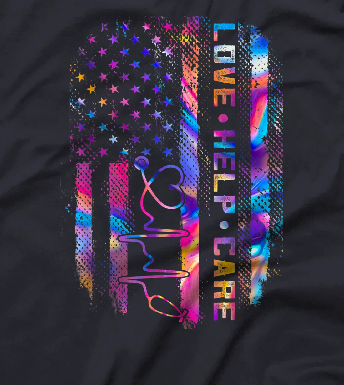 Love Help Care American Nurse Patriotic ER CNA RN Gifts T-Shirt