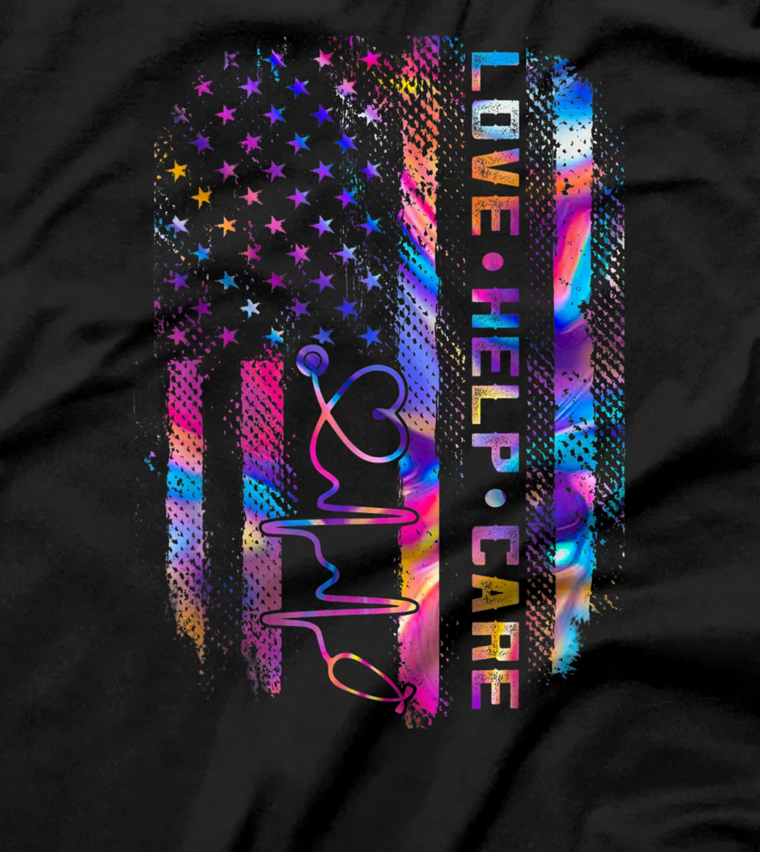 Love Help Care American Nurse Patriotic ER CNA RN Gifts T-Shirt