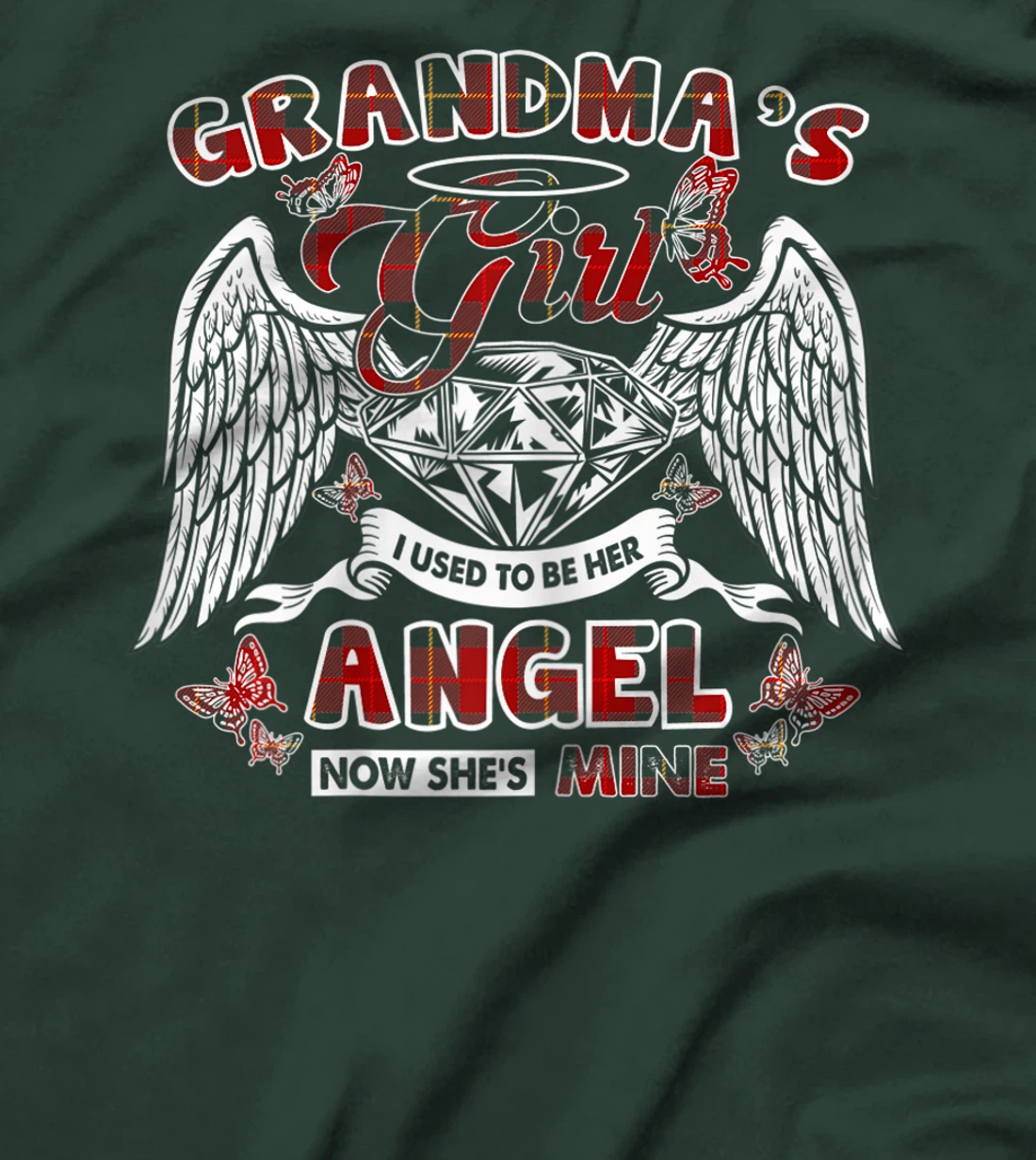 Womens Grandma's Girl Used To Be Her Angel Grandma Tshirt For Women T-Shirt