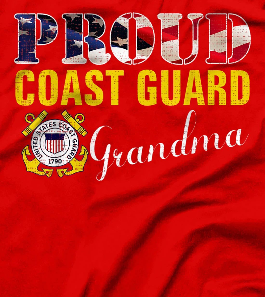 Proud Coast Guard Grandma With American Flag Veteran Day T-Shirt
