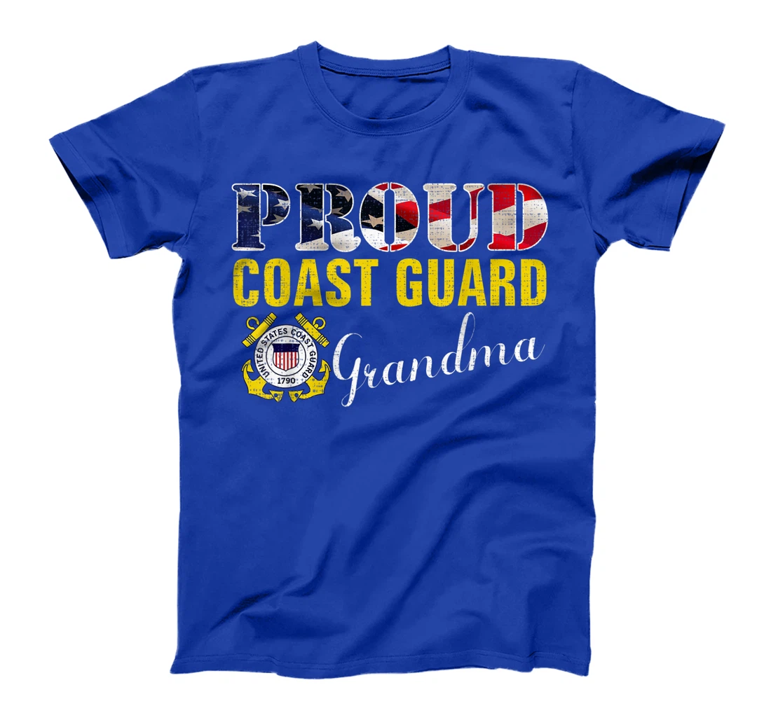 Proud Coast Guard Grandma With American Flag Veteran Day T-Shirt