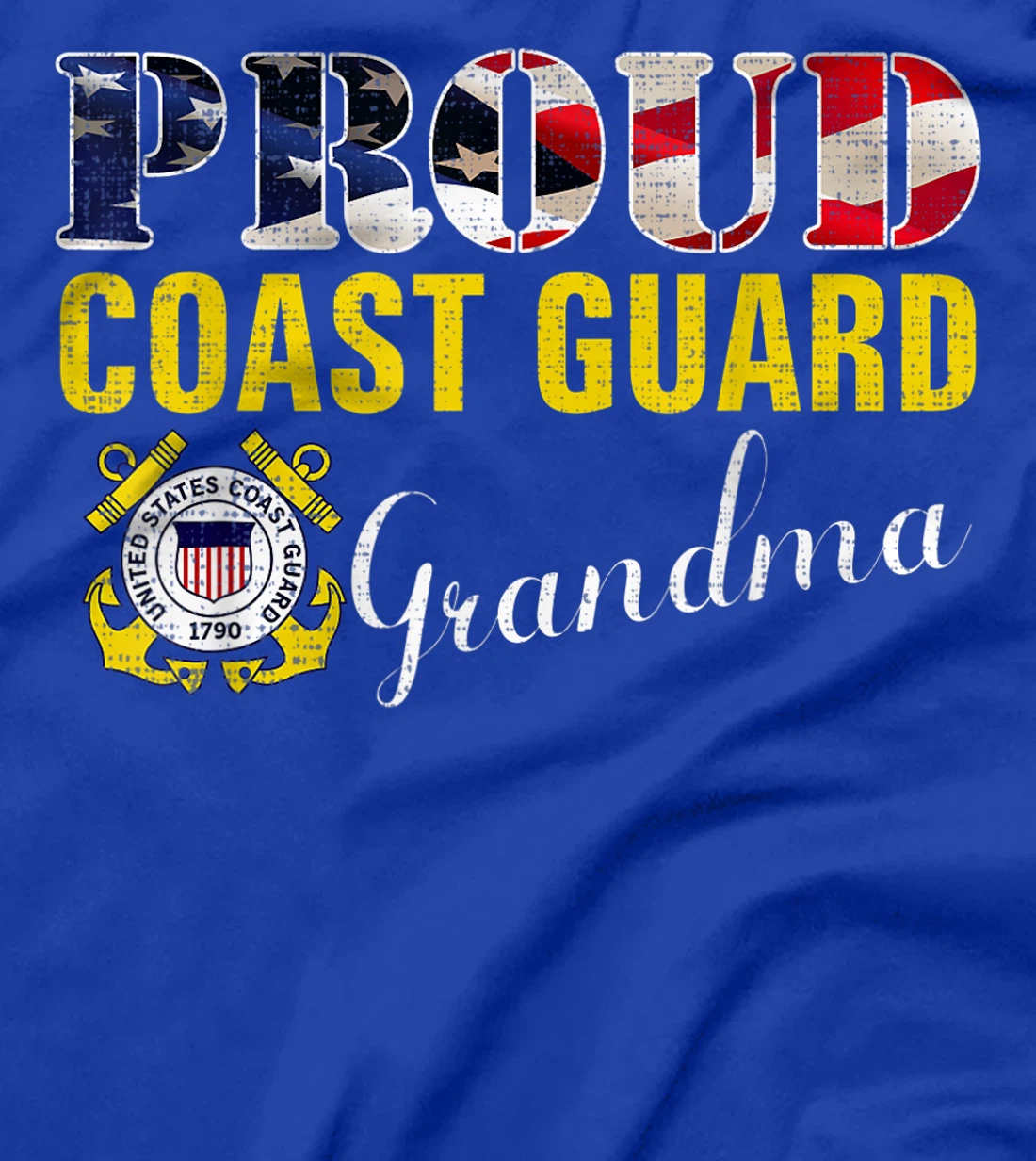 Proud Coast Guard Grandma With American Flag Veteran Day T-Shirt