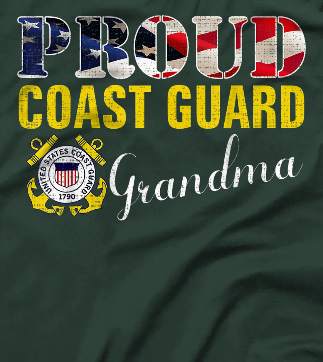 Proud Coast Guard Grandma With American Flag Veteran Day T-Shirt